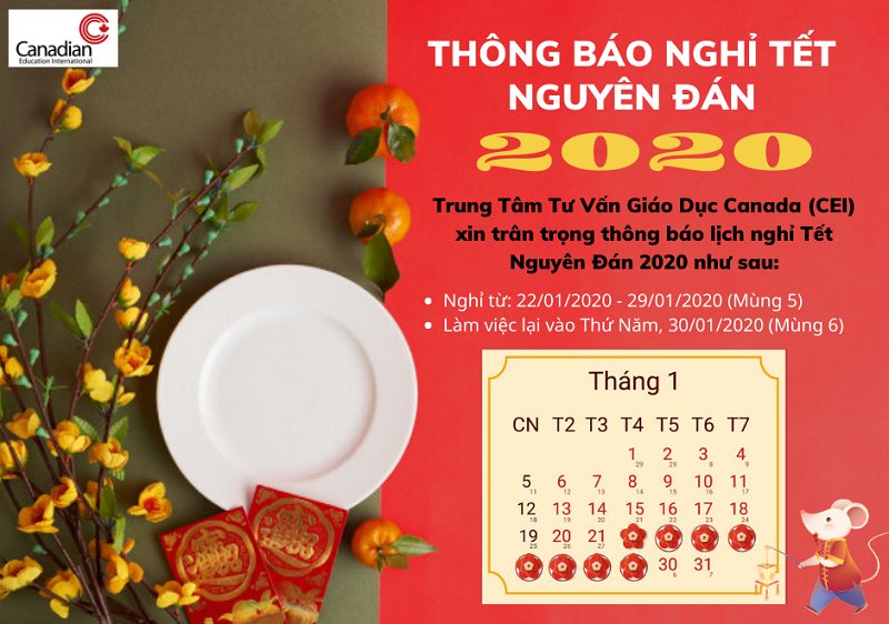 THÔNG BÁO NGHỈ TẾT NGUYÊN ĐÁN 2020/ 2020 LUNAR NEW YEAR HOLIDAY NOTICE 3 Tet holidays compressed