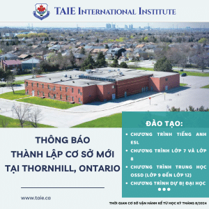 TAIE mo rong Campus tai Thornhill